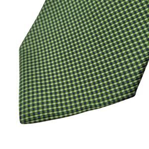 Tommy Hilfiger Mini Check 100% Silk Necktie Kelly Green 3.5" x 58" USA Preppy